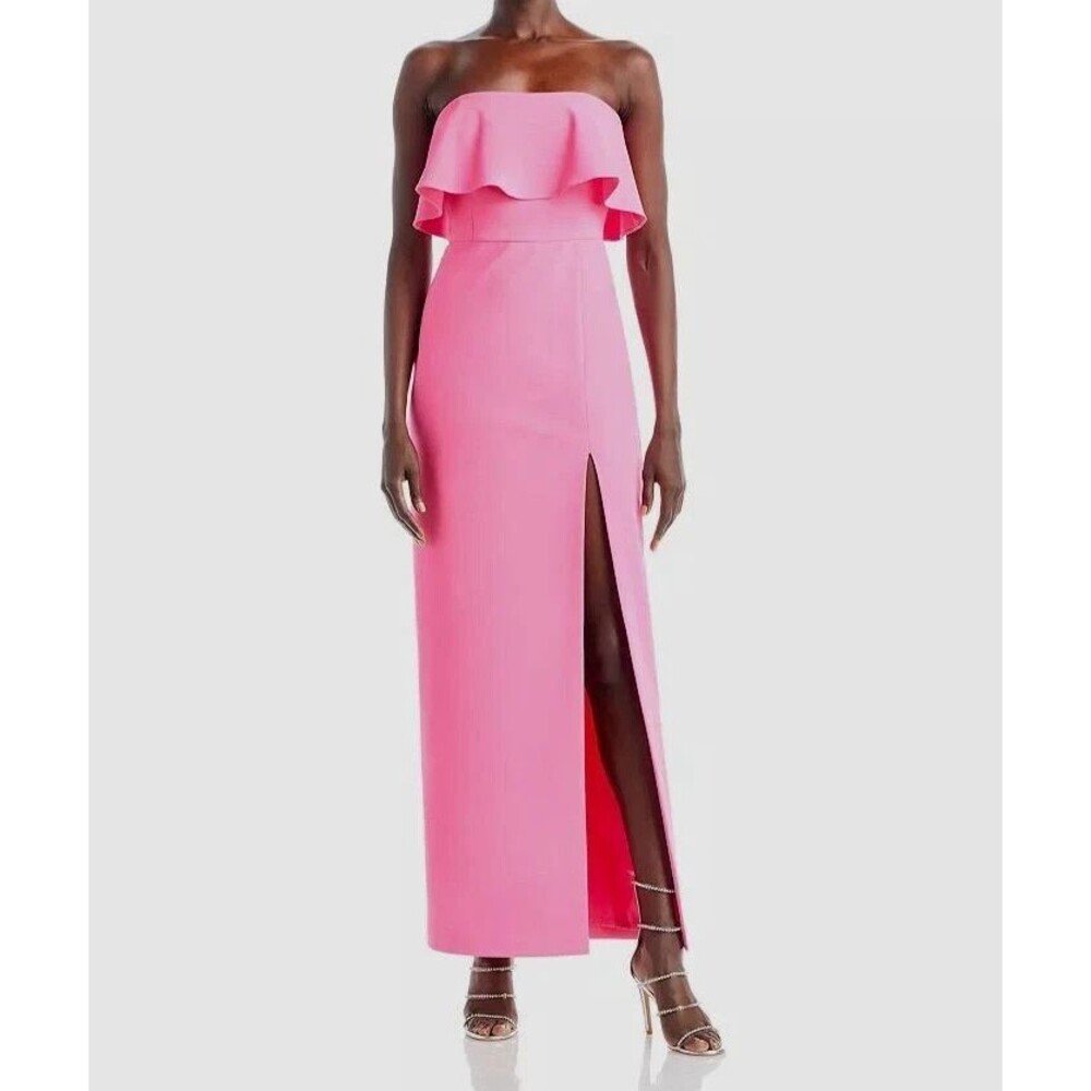 Aidan Mattox womens Strapless Popover Long Column Gown size 6 Neon Pink $220